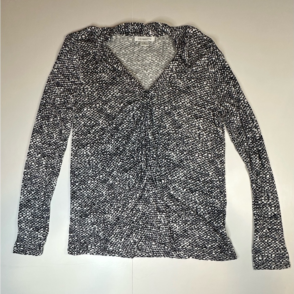 Liz Claiborne Women’s‎ Long Sleeve Blouse Medium Black White